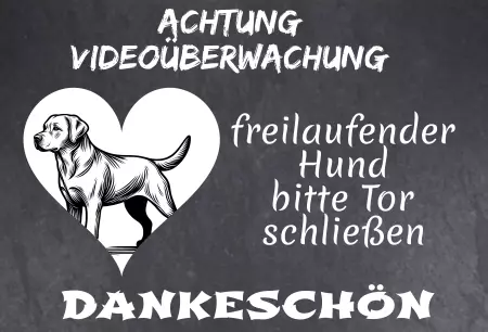 Hunde Warnschild Zutritt verbotenHunde Achtung Videoüberwachung - freilaufender Hund Bild
