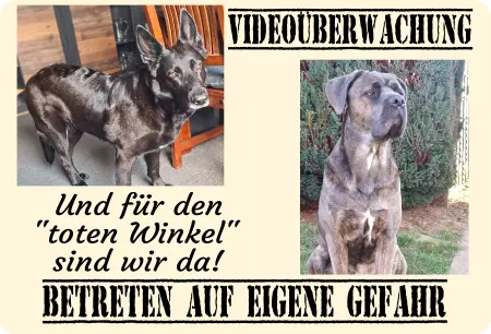 Hunde Warnschild Zutritt verbotenHunde Videoüberwachung, und für den 