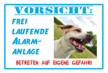 Hunde Warnschild Zutritt verbotenHunde Vorsicht: Frei laufende Alarmanlage Bild